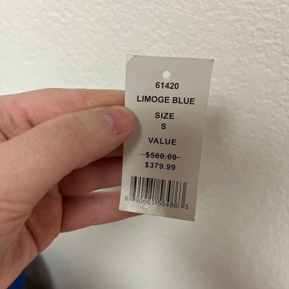 Red Sacks Fifth Avenue NWT Blue Faux Leather Jacket size small - Picture 9 of 9